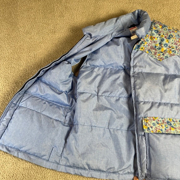 Vintage Frostline Puffer Vest Womens S Blue Floral Western Yoke - Picture 4 of 11
